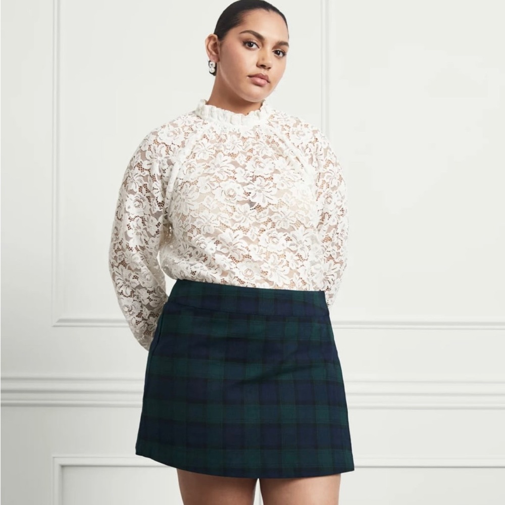 Hill House Tatiana skirt in black watch plaid, size small